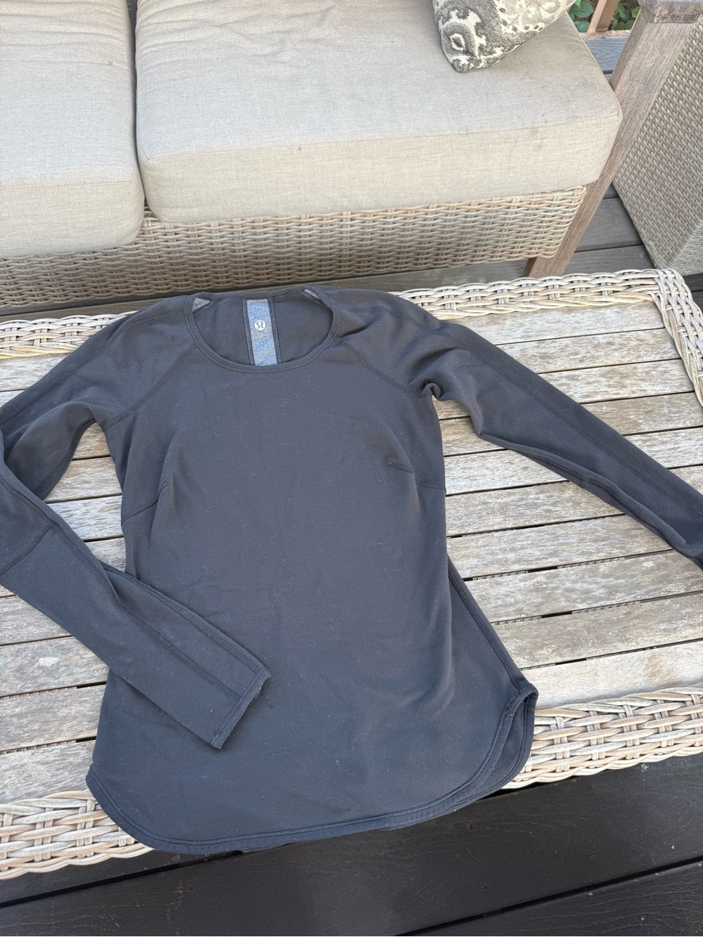 lululemon athletica Black with Gray Contrast reversible! Long-Sleeve Top - Picture 2 of 4